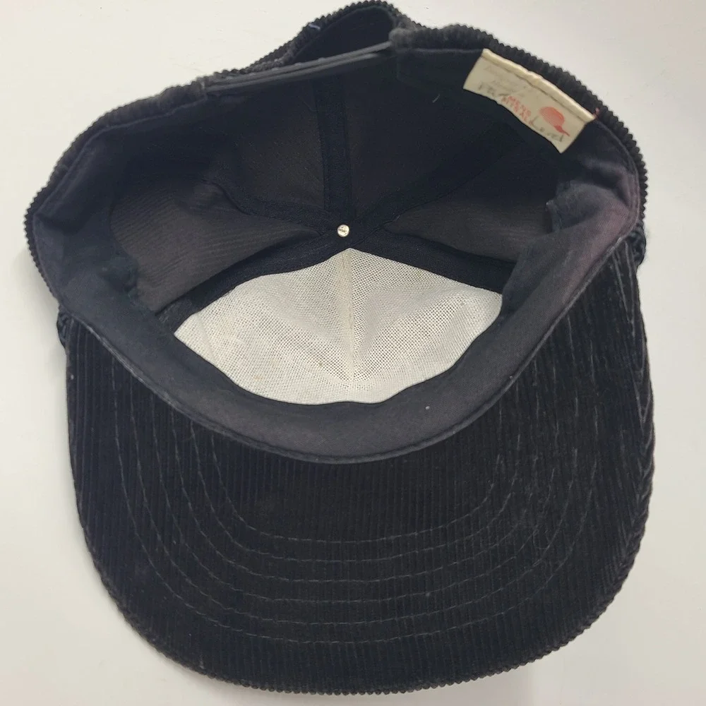 Vintage Vermont Army National Guard Hat Snapback Black Yellow Rope Corduroy Men